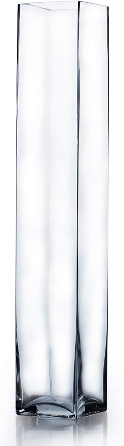 WGV Tall Square Vase Glass Block, Length 4", Height 24", Clear Floral Container, Masterpiece, Planter Terrarium for Wedding Party Event, Home Office Decor, 1 Piece