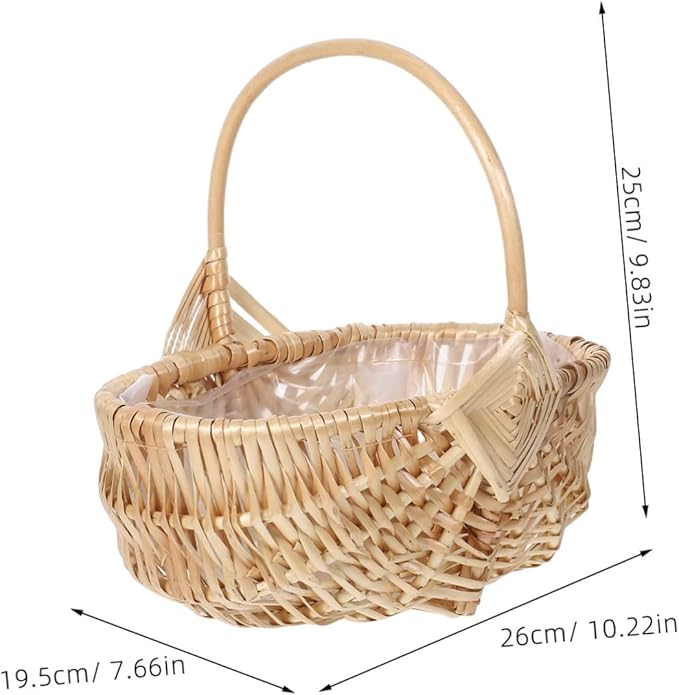 Milisten Vintage Wicker Picnic Basket with Handle Handwoven Flower Holder for Arrangements and Fruit Storage Multi-Functional Outdoor Accessory for Picnics and Garden Parties