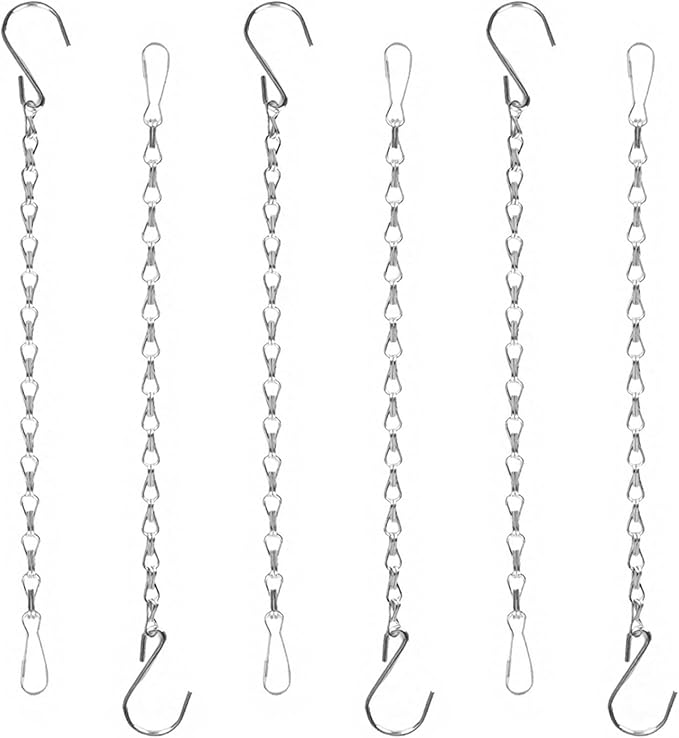 10 Pack Silvery Hanging Chains for Planters，Lanterns，Bird Feeders，Billboards，Plant Baskets etc， Length 9.5 Inch，Outdoor Indoor Use