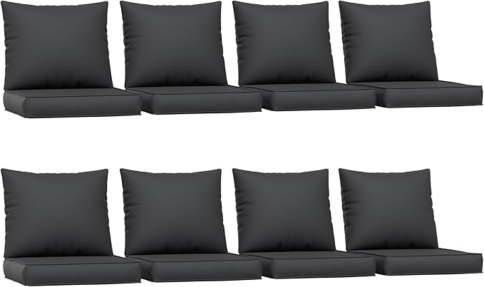 UDPATIO Outdoor Cushions for Patio Furniture, 4'' Replacement Cushions for Outdoor Furniture, Set of 8 Water-Resistant Outdoor Sectional Cushions for Sofa Couch Chair (Black)