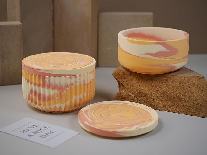 Cup Shape Candle Jar Silicone Mold with Lid, Handmade Storage Bowl Resin Mould, Flower Pot Vase Concrete, DIY Plaster Cast Cement Rings Jewelry Storage Box Mold (Flat Matte)