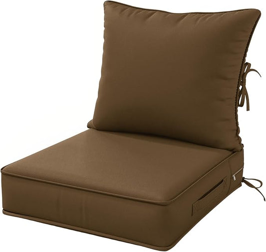 Outdoor Patio Chair Cushions Set 22 L X 24 W X 4 H Waterproof & Fade Resistant Deep Seat and Back Cushions with Removable Covers Outdoor Seat Cushion Set for Chairs and Sofas