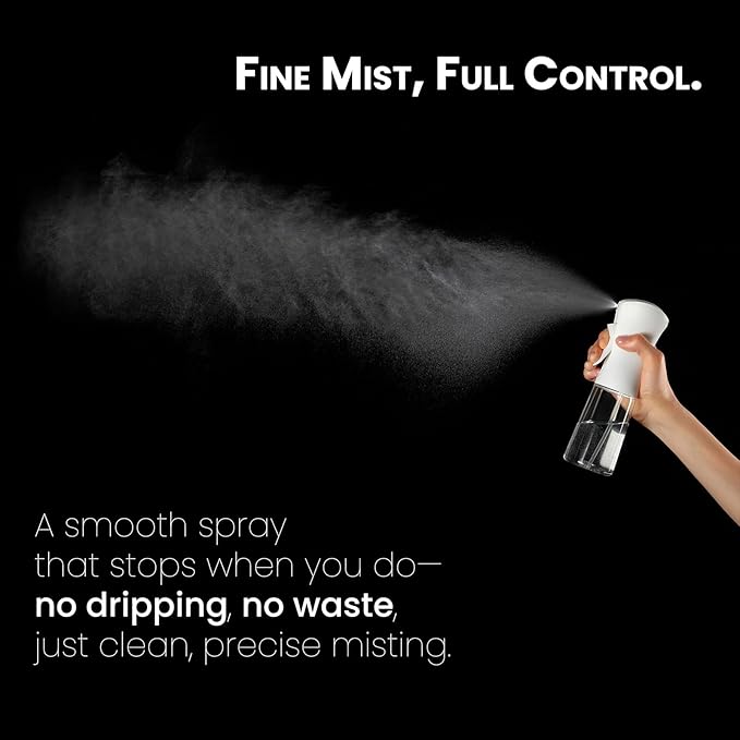 Mistifi Fine Mist Water Spray Bottle – Continuous Refillable Mister for Plants, Beauty, Cleaning & Home Use(200ml 2Pcs, Transparent bottle)
