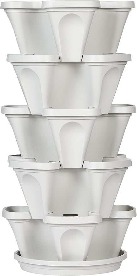 Mr. Stacky 5 Tier Stackable Strawberry, Herb, Flower, and Vegetable Planter - Vertical Garden Indoor/Outdoor