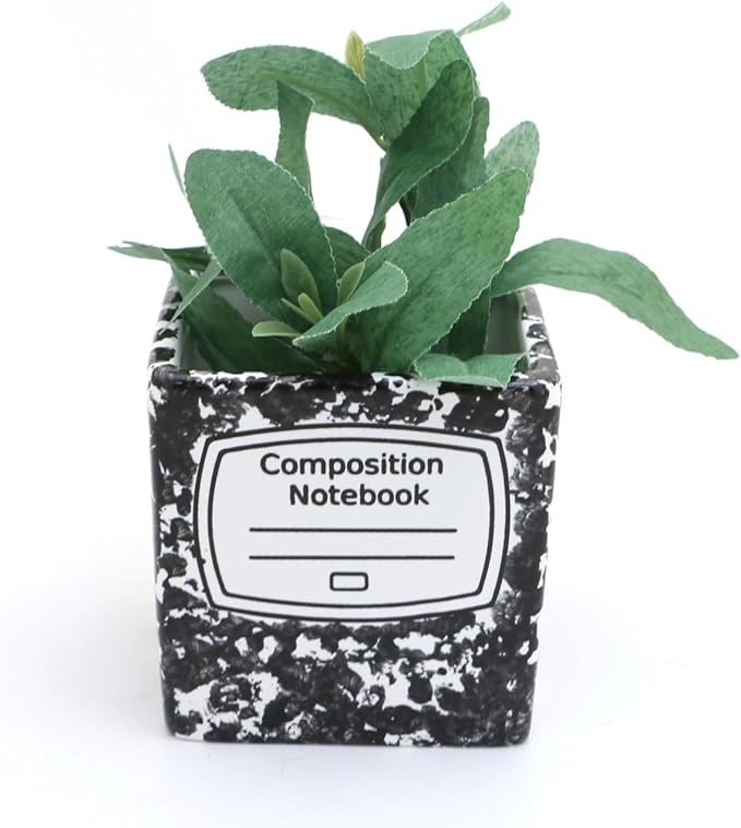 Composition notebook planter, candle holder, pencil cup, square pot, vase LennyMud by Lorrie Veasey