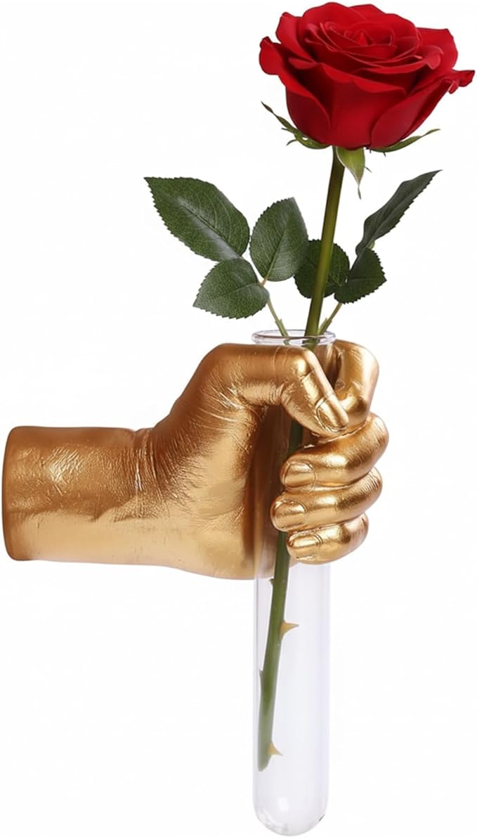 Hollow Hand Wall Vase Set, Halloween Indoor Decorations, Gothic Home Decor, Wall Planters for Indoor Plants, for Home Entrance (Gold)