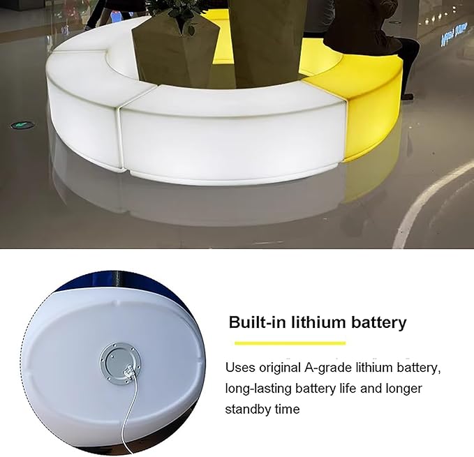 Outdoor Curved Benches LED Lounge Chair with Remote Illuminated Garden Bench Dimmable Mood Lighting Light for Garden Patio Deck Bar