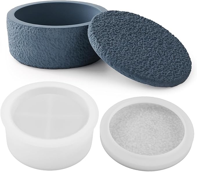 Storage Boxes with Lids - Creative Silicone Molds Set, Concrete Round Stripe Bottle Making Moulds for Storage and Candle Holder (A-Rough)