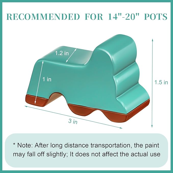 Kigeli 6 Pcs Resin Garden Pot Feet for Outdoor Planters 3 Inch Long 1.5 Inch Tall Flower Handmade Elevator Plant Feet Frost Proof Lifter for 14-20 in Pot(Blue,Classic)