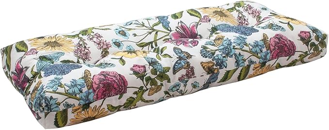 Outdoor Bench Cushion 48 x18 inch with Non-Slip Grips,Water Resistant Porch Swing Cushion,Bench Pillow Pads,Floral Tufted Cushions for Patio Garden Furniture,48" Seat Cushions(Butterfly Flower)