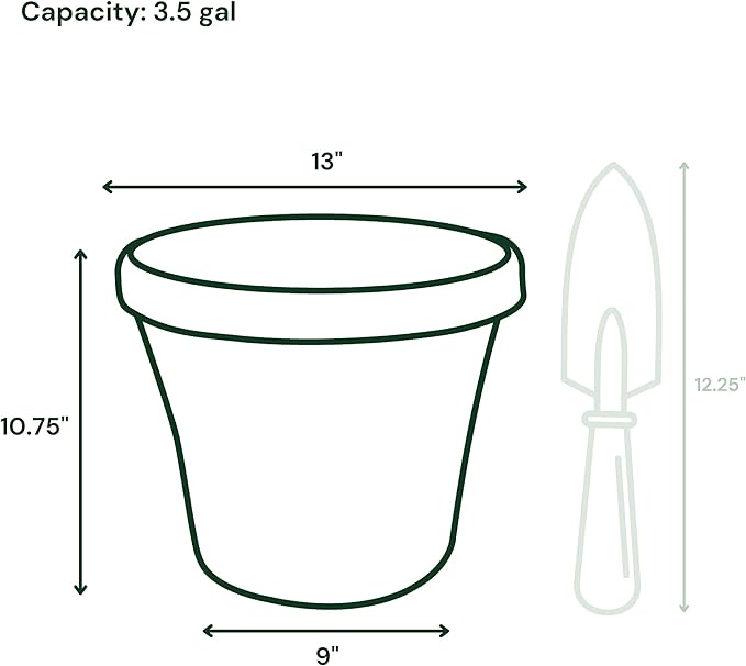 Bloem Terra 12" Diameter Round Navy Resin Planter Pot with Drainage Holes for Indoor and Outdoor Gardening