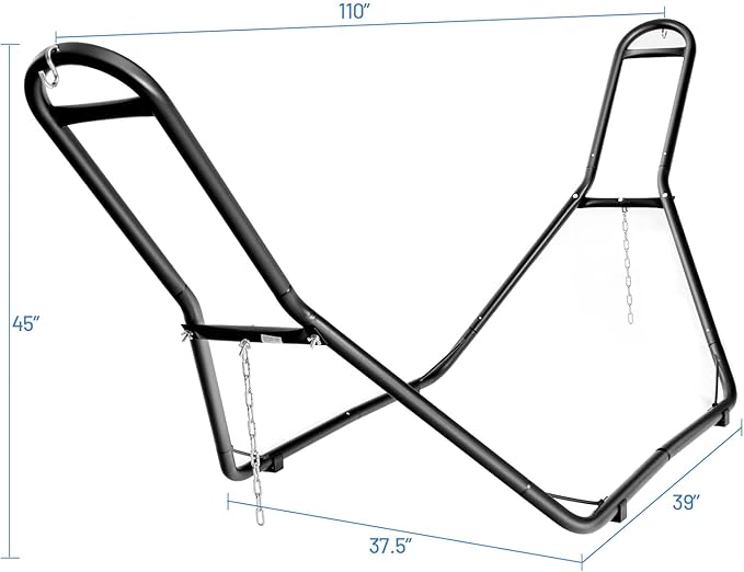 Tangkula Steel Hammock Stand, Adjustable Hammock Chair Frame with Hooks & Chains for Hanging 9-13 Ft Hammock, 2 Person Indoor Outdoor Hammock Stand Only, Ideal for Garden Yard Patio Deck