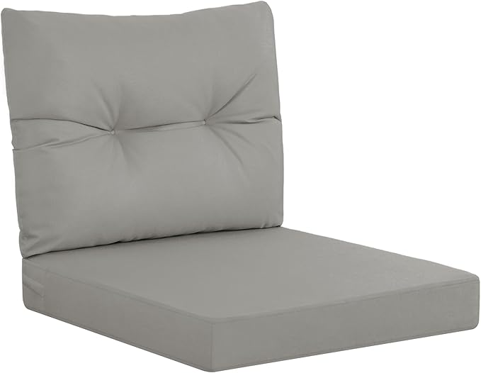YEFU Olefin Outdoor Chair Cushions: Fade Resistant Outdoor Seat Cushion 24 x 24 - All Weather Patio Furniture Cushion with Ties - Deep Seat Patio Cushions for Chair Sofa Couch(Light Gray)