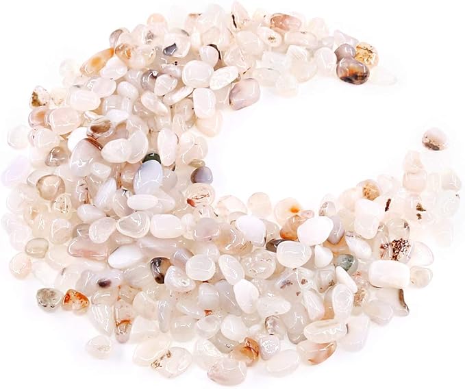 Hilitchi White Agate Stone Tumbled Stones for Plants Cacti & Succulents Bedding, Vase Filler, Landscape Bottom Decoration (About 1lb(455g)/Bag)