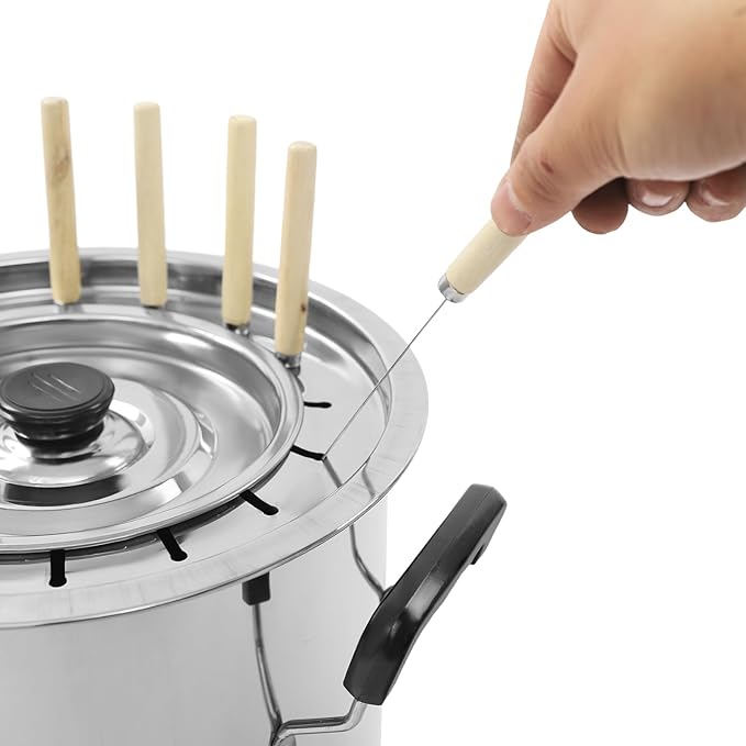 Smokeless Barbecue Stainless Steel Surround Charcoal Barrel Grill, Portable Kebab Charcoal Grill w/30 Skewers & Grilling Accessories Set for Picnics Camping Traveling Parties Beaches Gardens, 10.2"