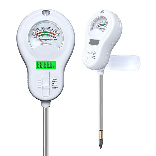 Soil Moisture Meter, 6-in-1 Soil pH Meter, Measures Temperature, Humidity, Light Intensity, nutrients, pH, and Ambient Humidity. Suitable for Horticulture, lawns, and Agriculture