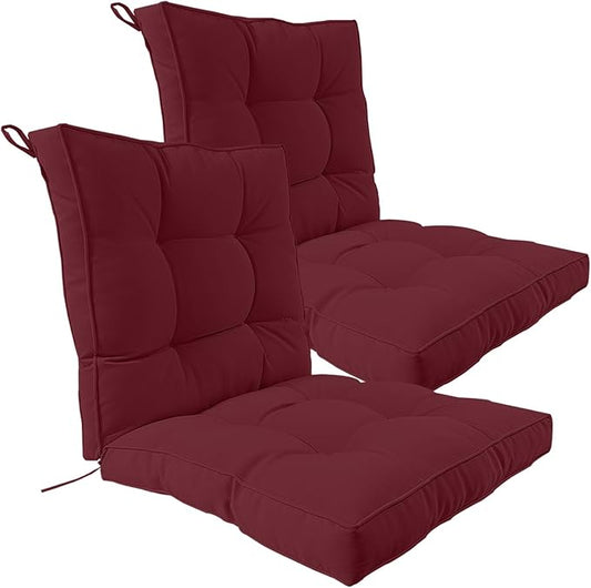 2 Piece Outdoor Patio Chair Cushions, Fade Resistant Outdoor Cushions for Patio Furniture, 6 inch Thickened Rocking Chair Cushions Set (Burgundy, 24x24x6 inch - 2 Pieces)