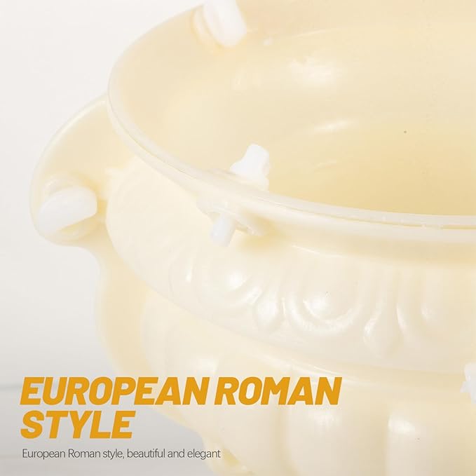 Yardwe Roman Column Flower Pot Mold 9.84 Inch European Style Concrete Planter Mold Reusable Plastic DIY Casting for Unique Garden and Tabletop Decor