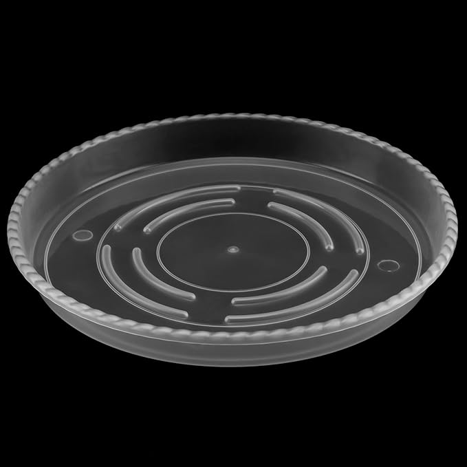 HAKZEON 12 Pack 14 Inch Round Plant Saucers, Clear Plastic Plant Saucer Drip Tray, Heavy Sturdy Plant Trays, Planter Flower Pots Saucers for Indoors, Outdoor, Garden