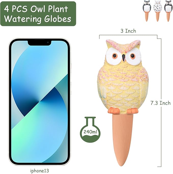 Self Plant Watering Globes 4PCS Terracotta Watering Spikes Plant Watering Devices Self Watering Planter Insert Owl Decor