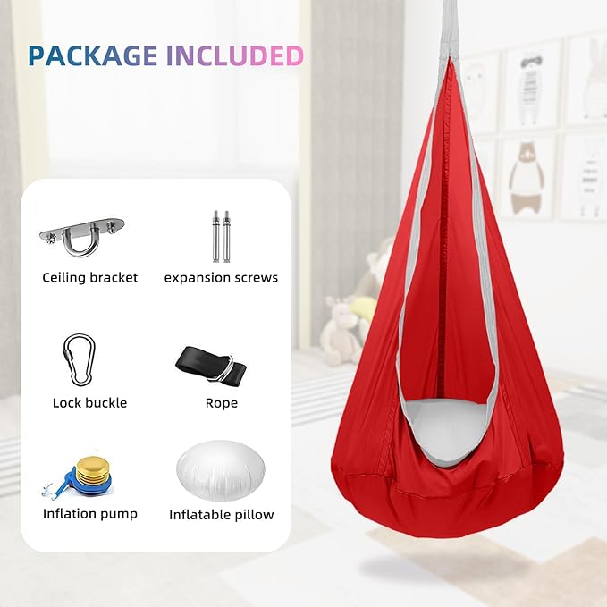 ids Swing Seat Hammock Chair Indoor Outdoor Hanging Chair for Children (Red)