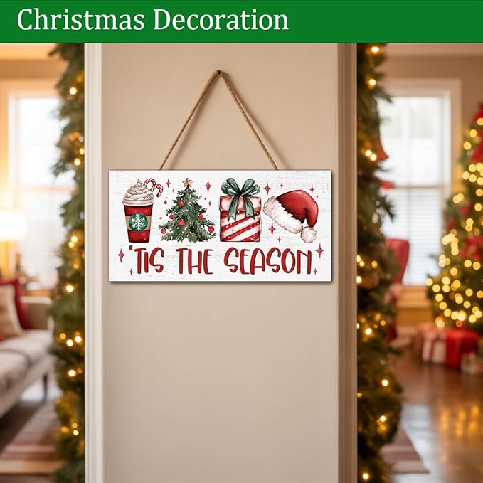 Christmas Door Hanger for Winter Season, Christmas Door Decoration Sign