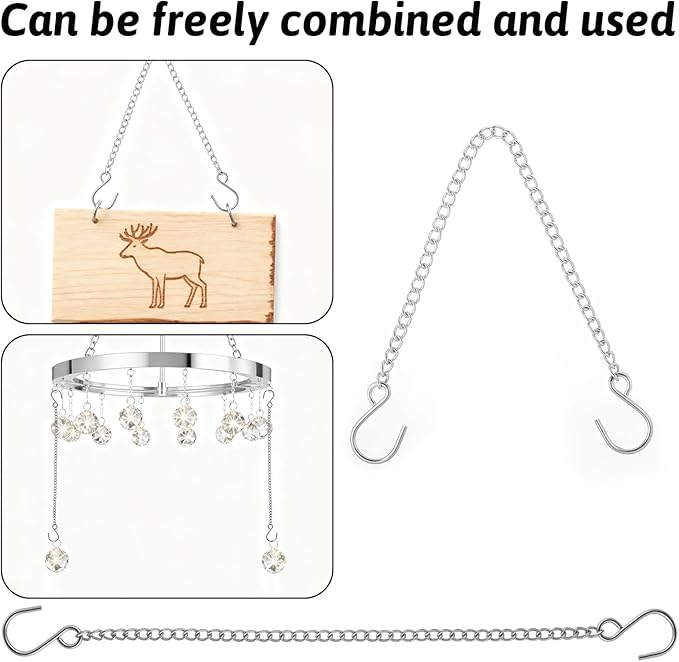 10 PCS Chain for Hanging Plants, 9.84 Inch Long Silver Planter Hanging Chain Small Hang Basket Chains Kits with S Hooks for Hang Bird Feeders Planters Lanterns Wind Chimes Ornaments