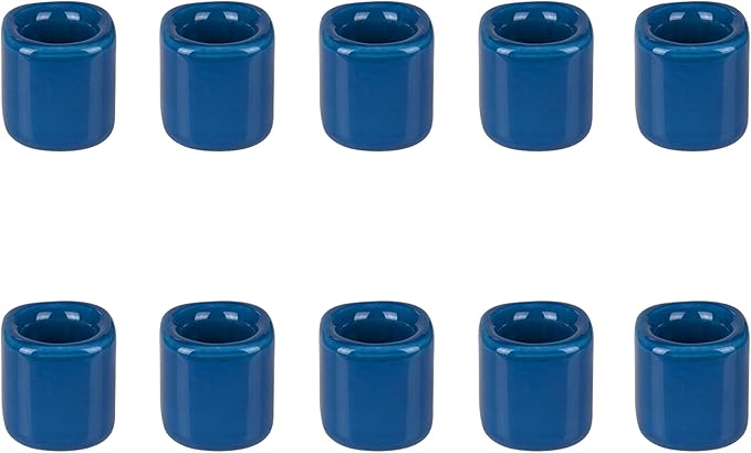 Mega Candles 10 pcs Dark Blue 1/2 Inch Diameter Ceramic Chime Ritual Spell Candle Holders, Great for Casting Chimes, Meditation, Rituals, Spells, Vigil, Witchcraft, Wiccan Supplies