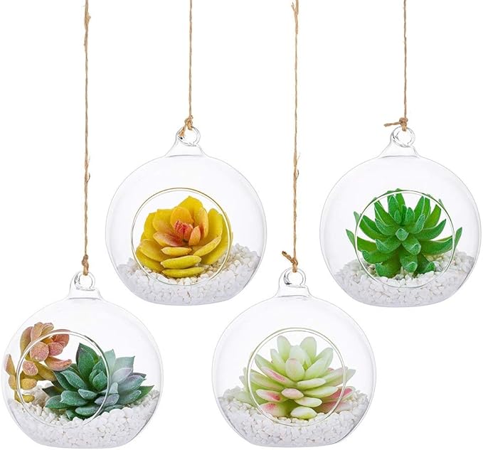 Set of 12 Air Plant Holder Hanging Glass Globe Tea Light Candle Holders Home Wedding Party Centerpieces Decor Indoor Outdoor Tealight Candleholders (12Pcs 4 inches Diameter)