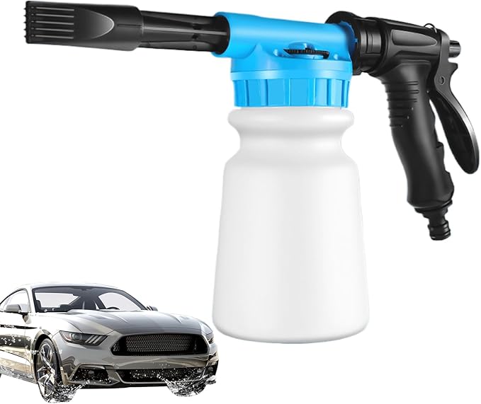 Foam Cannon - 1L Handheld Pressurized Sprayer, Garden Foaming Sprayer, Soap Washer Tool | Car Cleaning Hose Attachment, Automobile Detailing Accessory, Use for Home Driveway Garage Washing