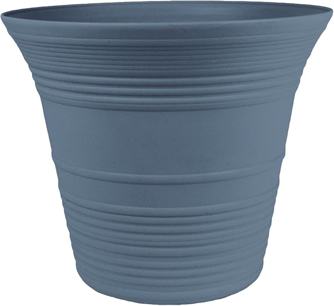 The HC Companies Sedona Round Self-Watering Pot - Lightweight Self Care Planter - Plastic Planter for Herbs & More - Durable Plant Pots for Indoor Plants & Outdoor Plants (9" Slate Blue)