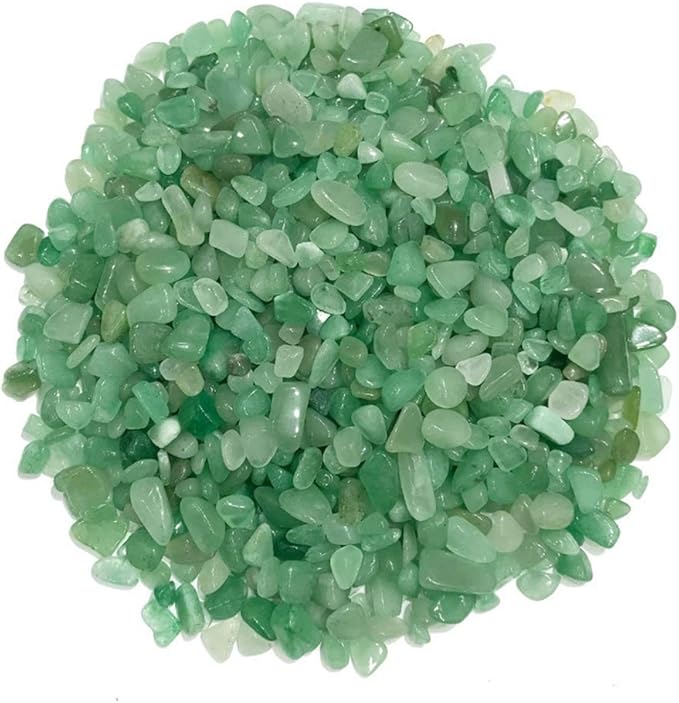 IMALY Green Aventurine Tumbled Chips Stone Polished Crushed Healing Crystal Quartz Pieces Irregular Shaped Stones for Home Decorative Stones Vases Plants Succulents 0.5lb
