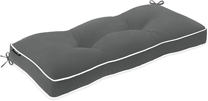 Favoyard Indoor/Outdoor Bench Cushion 36 x 14 Inch Waterproof & 3-Year Fade-Resistant Patio Furniture Cushions for Garden Porch Swing Chair Tufted Pad for Sofa Couch Seat with Ties, Dark Grey