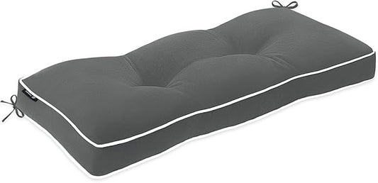 Favoyard Indoor/Outdoor Bench Cushion 36 x 14 Inch Waterproof & 3-Year Fade-Resistant Patio Furniture Cushions for Garden Porch Swing Chair Tufted Pad for Sofa Couch Seat with Ties, Dark Grey
