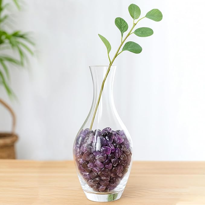 Polished Gem Stones Rocks – 0.9LB Natural Amethyst Crystal Chips Bulk, Tumbled Gemstones for Healing, Fish Tank Gravel, Vase Filler, DIY Crafts, Plant Pots & Home Decor