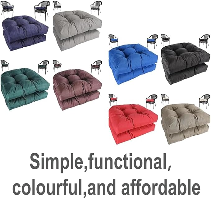 amberr Outdoor Chair Cushions Set of 2, Waterproof Outdoor Seat Cushions for Patio Furniture,Wicker Chair Cushions with Adjustable Straps (Dark Grey, 19" x 19"x 5"（2 Pack)