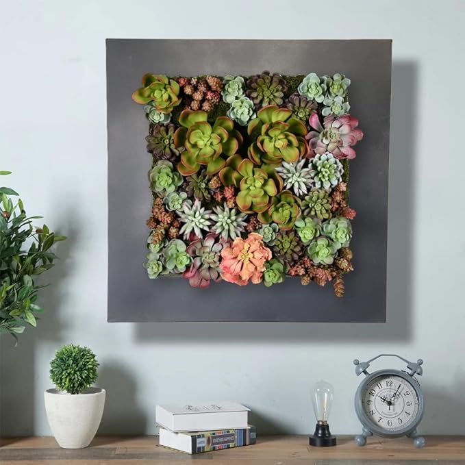 Modern Home Living Wall Galvanized Steel/Zinc Succulent Planter, Wall Mounted Garden Pocket Planter (16 Pocket, Black Zinc)