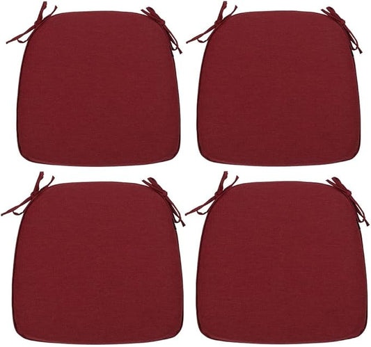 Magpie Fabrics Outdoor/Indoor 17"x16"x2" Chair Cushions with Ties Set of 4, Waterproof All Weather U-Shape Seat Pads Decoration for Patio Garden Furniture Home Office (Dark Red)