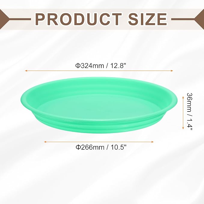 HARFINGTON Plastic Plant Saucer 10.5" Round Drip Trays Flower Pot Saucers Flower Base Bottom Drainage Tray for Indoors Outdoors Planters, Green