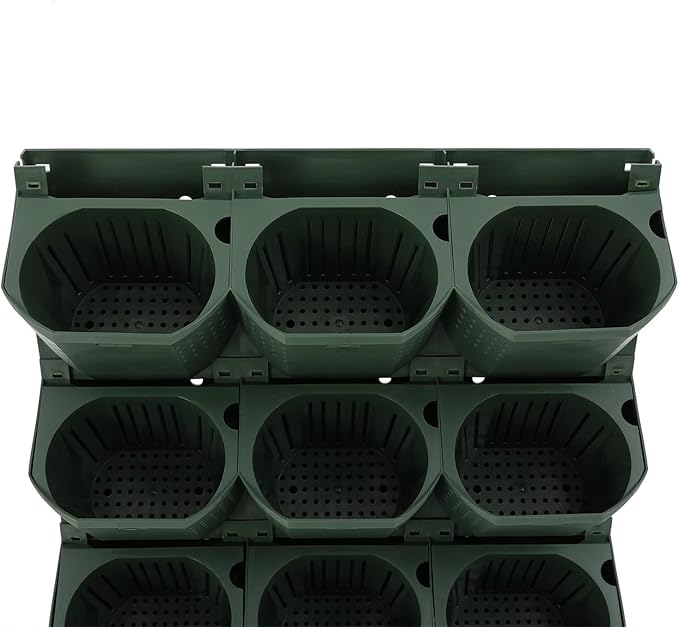 2 PCS Self-Watering Wall Planter, Wall-Mounted Vertical Garden Planter with 36 Pots for Indoor Outdoor Flowers Vegetables Herbs (Army Green)