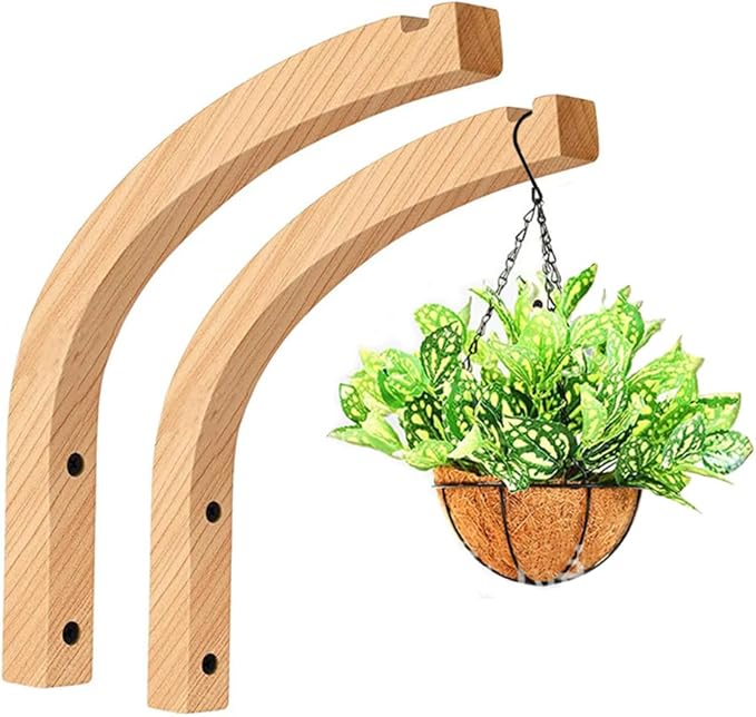 Kaxich 2 Pack Hanging Plant Hook, Wooden Wall Hooks Plant Hangers Indoor for Plants, Lanterns, Pot, Wind Chimes, Planter and Hanging Baskets