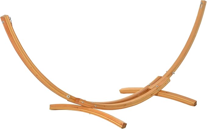 10.6-Foot Natural Wood Hammock Stand - Universal Garden Picnic Camping Accessory, 264 lbs Capacity, Modern Arc Design for Outdoor & Indoor Use