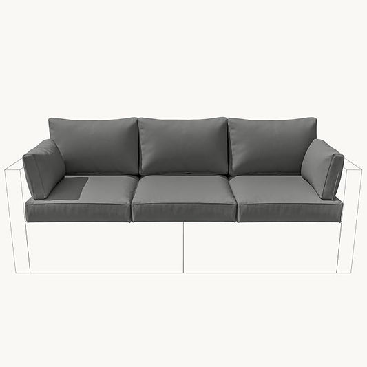 8-Piece Outdoor Cushions for Patio Furniture Thick Outdoor Chair Cushions Resilient Foam Waterproof Deep Seat Cushion Replacement for 3-Seat Sectional Sets Liner&Cover Light Grey