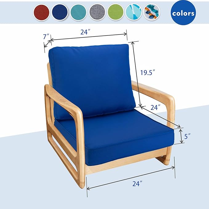 JMGBird Patio Chair Cushion Set, Outdoor Seat Cushion 24"x24" Patio Cushions for Outdoor Furniture