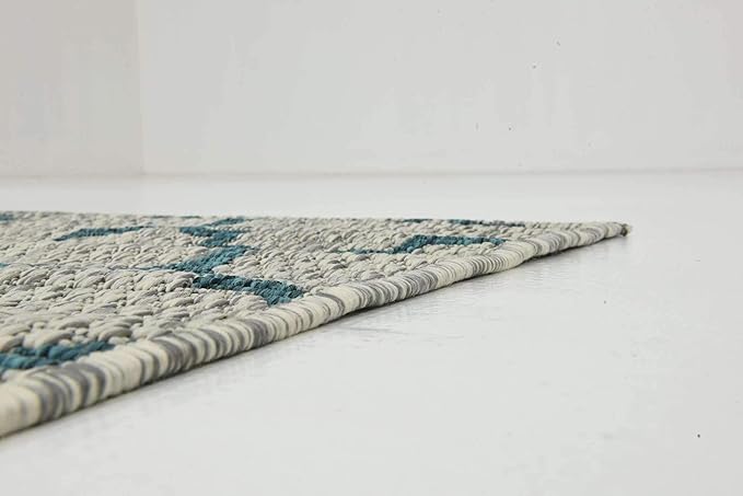 Unique Loom Outdoor Trellis Collection Area Rug (2' x 6' 1" Runner, Gray/ Ivory)