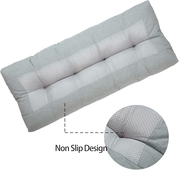 FUNHOME Outdoor Bench Cushion 45 x18 inch with Non-Slip Grips,Water Resistant Porch Swing Cushion,Bench Pillow Pads,Tufted Cushions for Patio Garden Furniture,45" Seat Cushions(Light Gray)