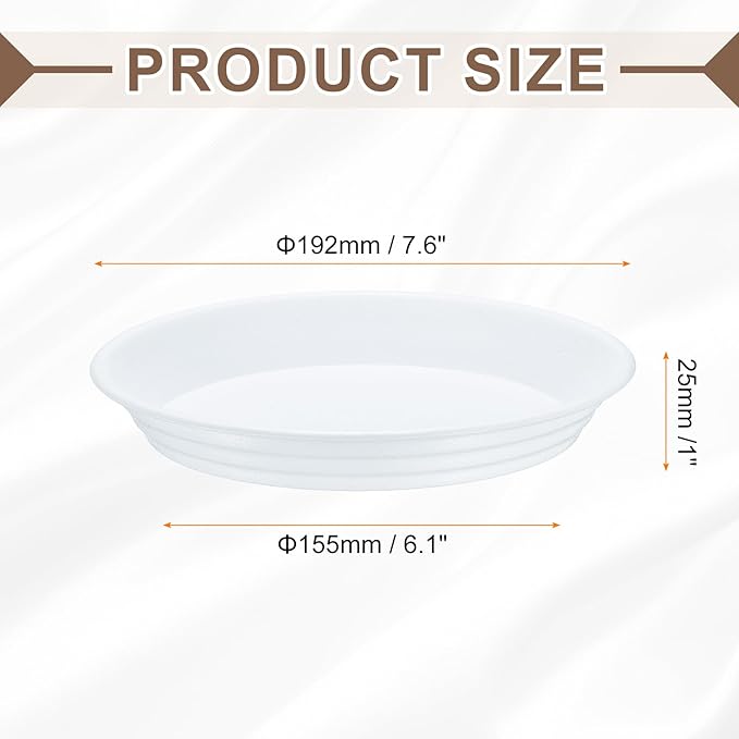 HARFINGTON Plastic Plant Saucer 6.1" Round Drip Trays Flower Pot Saucers Flower Base Bottom Drainage Tray for Indoors Outdoors Planters, Pearl White