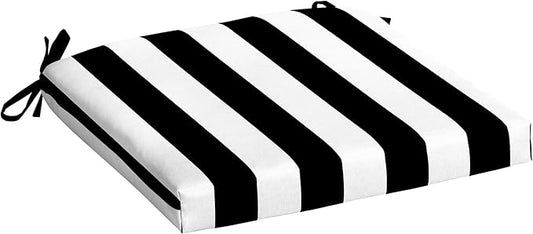 Arden Selections Rocking Chair Cushion, 19 x 18, Rain-Proof, Fade Resistant, Cushions for Rocking and Outdoor Chairs 18 x 19, Black Cabana Stripe (Pack of 4)