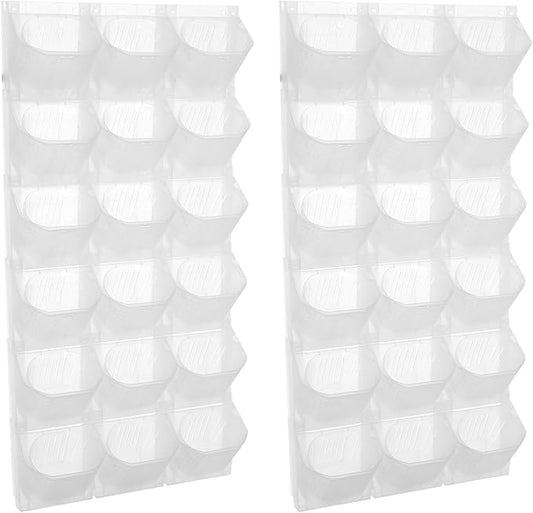 36 Pockets Vertical Wall Planter, Wall Mounted Flower Pot Holder with 180LB Capacity,10.56 oz Self Watering Pots & 36 Non-Woven Bags for Indoor Outdoor Herbs,Flowers,Strawberries (White)