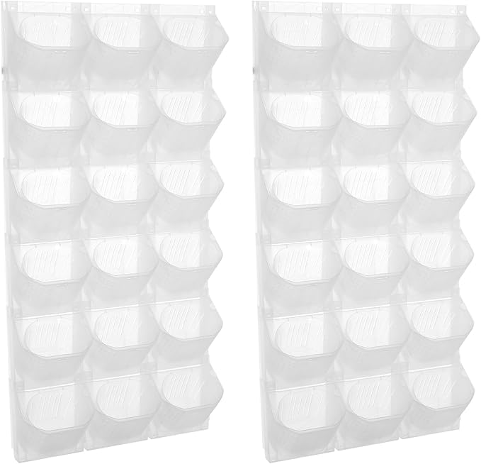 Wall Mounted Vertical Garden Planter with 36 Pots, 6 Row Vertical Stackable Hanging Planters, Indoor Outdoor Flower Pot Holder for Herbs Vegetables Fruits (White)